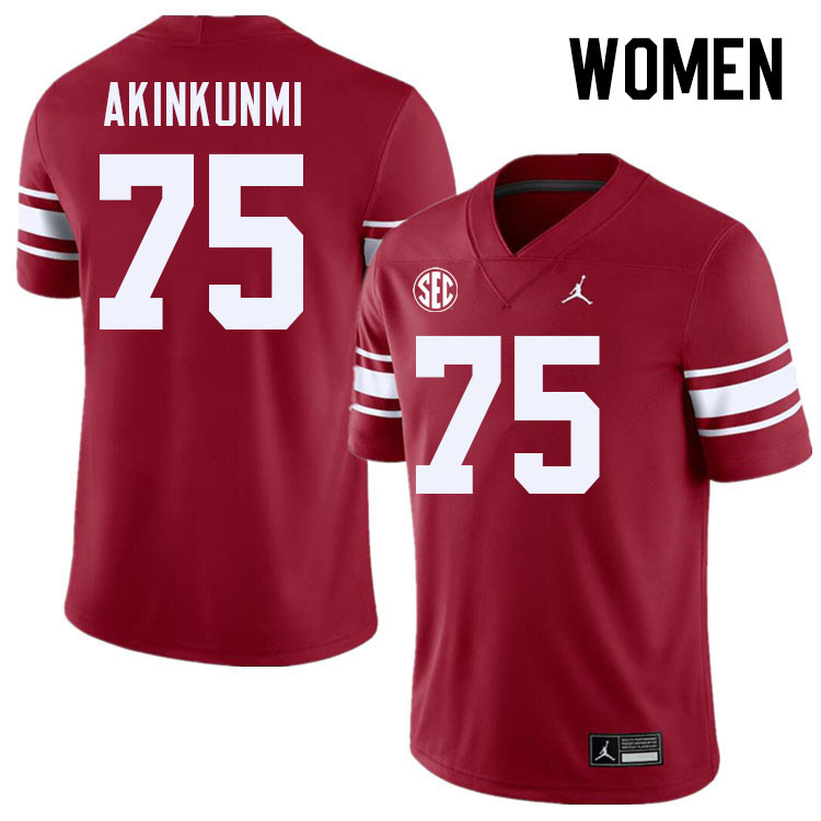 Women #75 Daniel Akinkunmi Oklahoma Sooners 2024 SEC Conference College Football Jerseys-Throwback